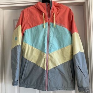 Billabong Pastel Colorblock Ski Snowboarding Snow Guard Hooded Winter Coat M